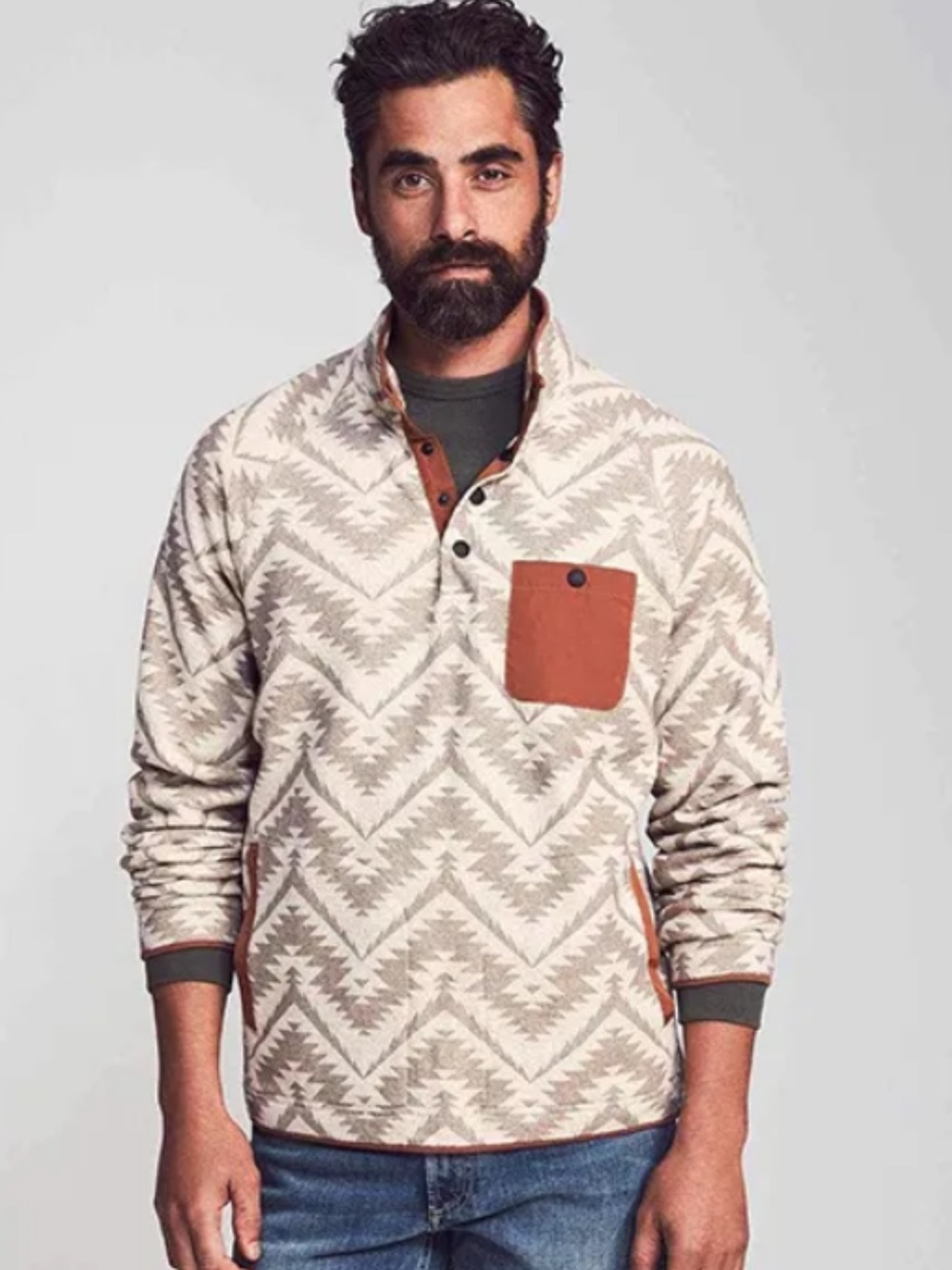 Faherty Monument Valley  printed southwest 1/4 fleece pullover sweatshirt CL